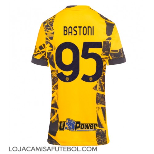 Camisa de Futebol Inter Milan Alessandro Bastoni #95 Equipamento Alternativo Mulheres 2024-25 Manga Curta